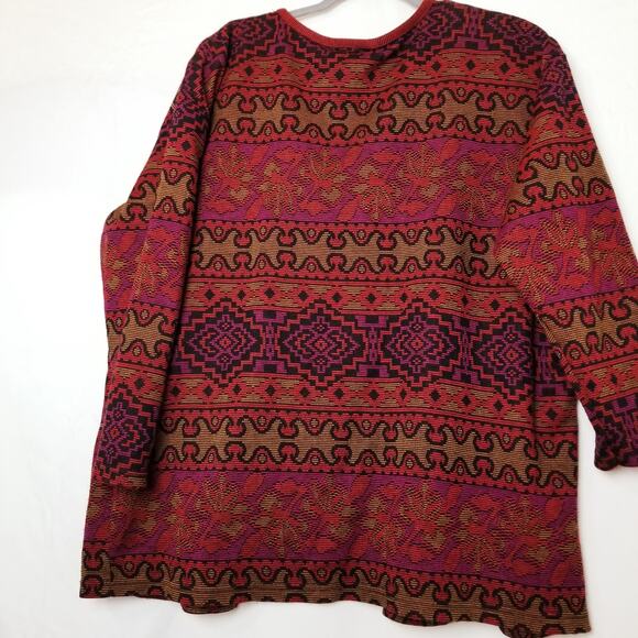 YS Studio Business Casual Cardigan Attached Tunic Multicolor 3/4 Sleeves Size 1X - Picture 3 of 7